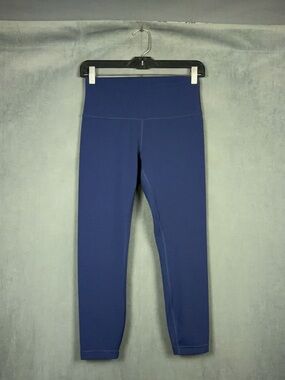 Lululemon Wunder Train High Rise Crop 23" Leggings Women Size 8 Blue Athletic